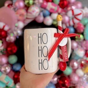 ✨NEW❄️Rae Dunn 2024 HO HO HO Christmas Mug with Stirrer❤️